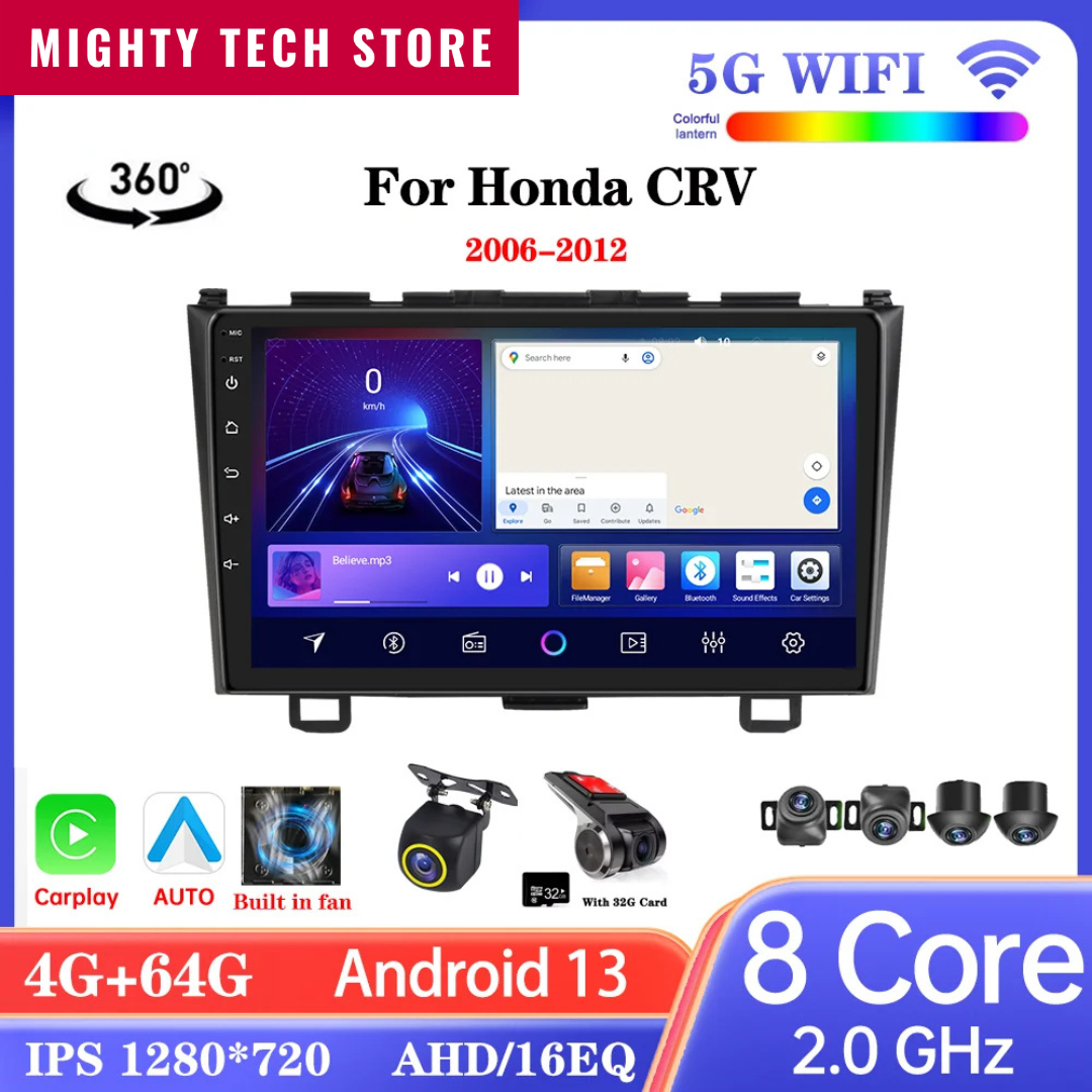 9" Android CarPlay Screen For Honda CR-V 2006-2011 Wireless CarPlay Auto Supports 360° CAMERA - DriveConnect ULTRA