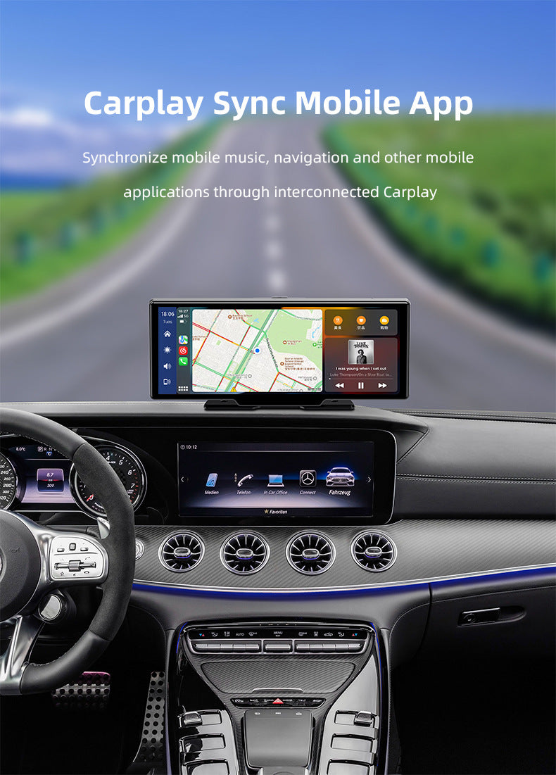 Écran Carplay sans fil de 10,26 pouces et Android Auto, options de caméra 1080P, écran HD IPS, réglable, détachable, Bluetooth, MirrorCast, autoradio, radio, émetteur FM