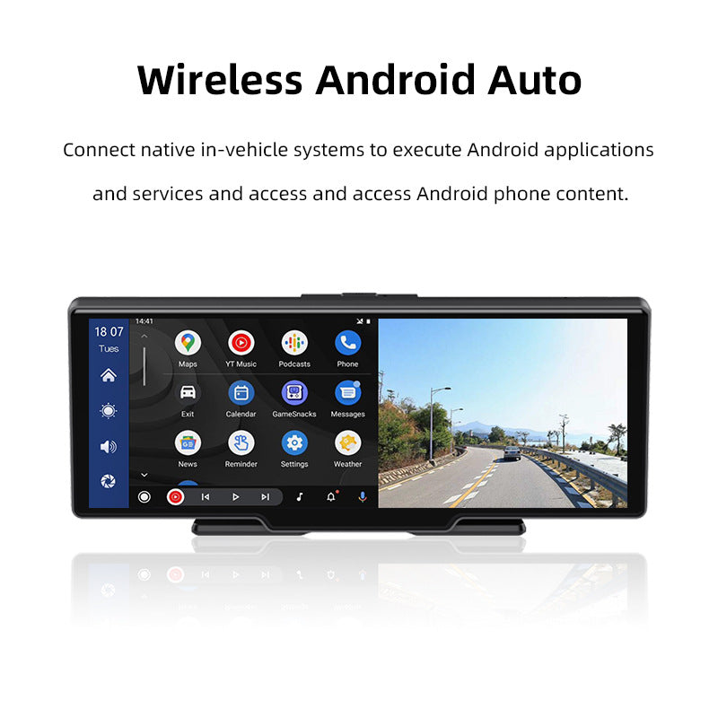 Écran Carplay sans fil de 10,26 pouces et Android Auto, options de caméra 1080P, écran HD IPS, réglable, détachable, Bluetooth, MirrorCast, autoradio, radio, émetteur FM