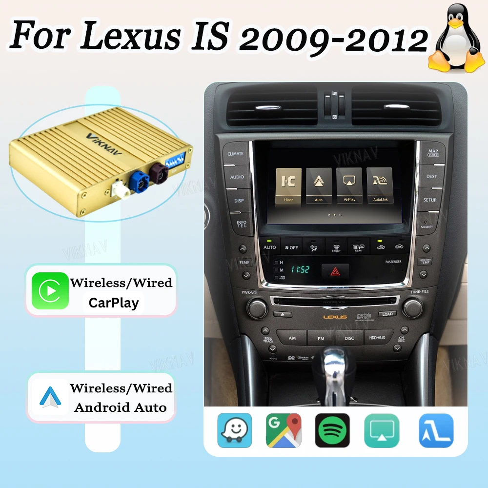 Android Auto Wireless Apple Carplay Linux System For Lexus IS / ISF 2006 -2012 OEM Screen LVDS Decoder Interface Box Multimedia - DriveConnect ULTRA - Viknav