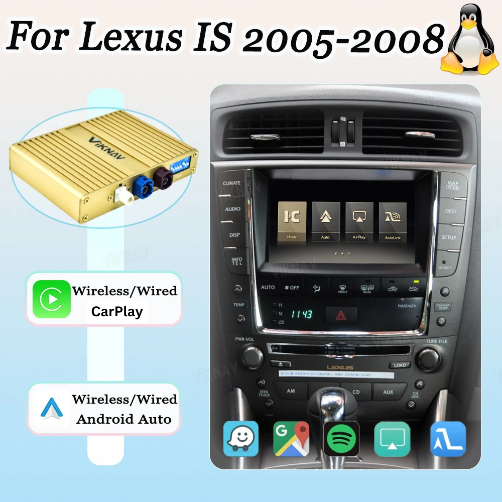 Android Auto Wireless Apple Carplay Linux System For Lexus IS / ISF 2006 -2012 OEM Screen LVDS Decoder Interface Box Multimedia - DriveConnect ULTRA - Viknav