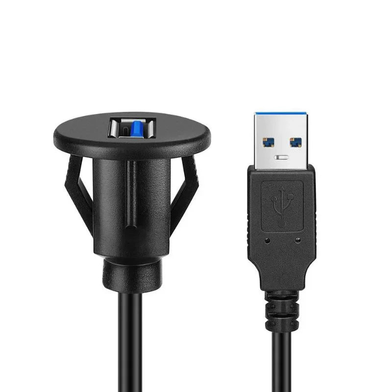 USB 3.0 Panel Flush Mount Extension Cable with Buckle for Car Truck Boat Motorcycle Dashboard 1M - DriveConnect ULTRA