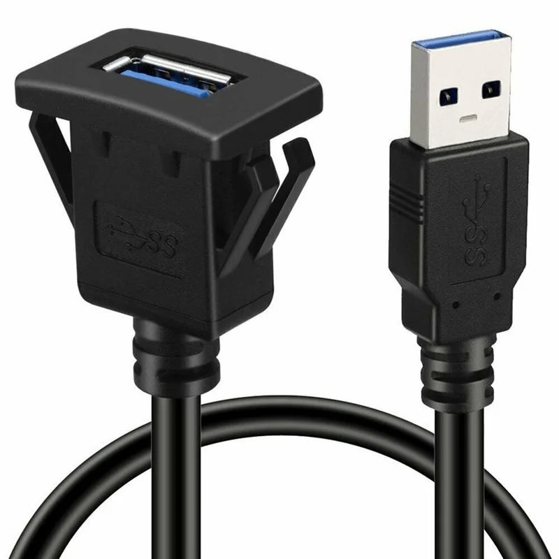 USB 3.0 Panel Flush Mount Extension Cable with Buckle for Car Truck Boat Motorcycle Dashboard 1M - DriveConnect ULTRA