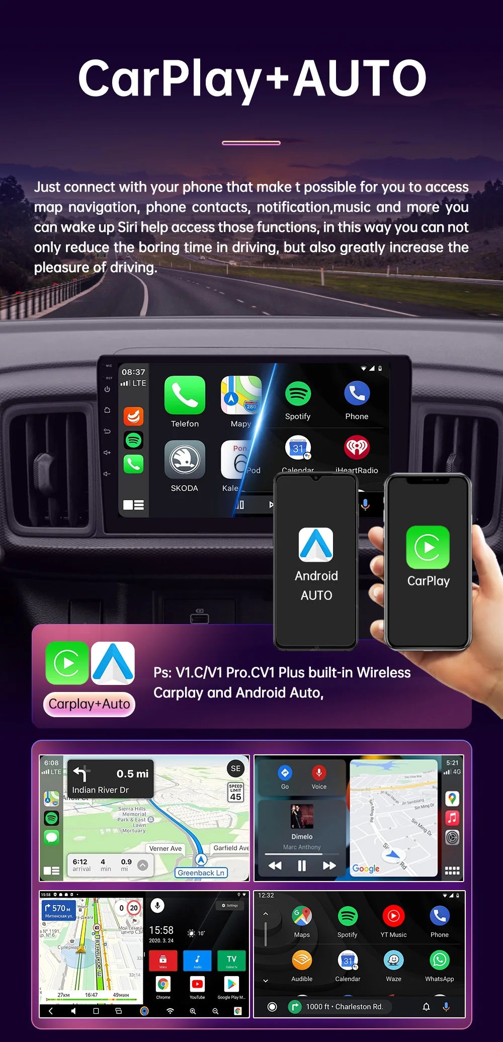 9" Android CarPlay Screen For Honda CR-V 2006-2011 Wireless CarPlay Auto Supports 360° CAMERA - DriveConnect ULTRA