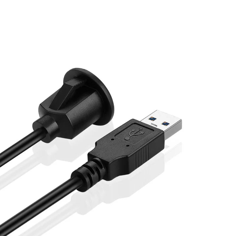 USB 3.0 Panel Flush Mount Extension Cable with Buckle for Car Truck Boat Motorcycle Dashboard 1M - DriveConnect ULTRA