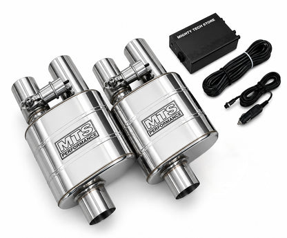 MTS Performance Valved Muffler Exhaust Kit Vacuum Valve Cutout With Remote Control - Universal Vehicle Fitment | FREE SHIPPING