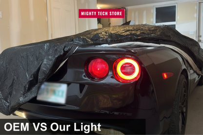 4PCS LED Halo Tail Lights for Chevy Corvette C6 (2005–2013) | Sequential Turn Signal DRL + Hyper Flash Bypass Harness Included | Fits Base, Z06, ZR1 & Grand Sport