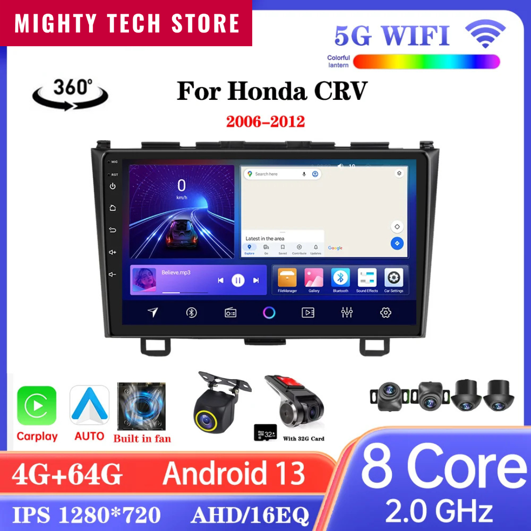 9" Android CarPlay Screen For Honda CR-V 2006-2012 Wireless CarPlay Auto Supports 360° CAMERA - DriveConnect ULTRA