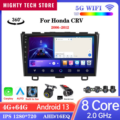 9" Android CarPlay Screen For Honda CR-V 2006-2012 Wireless CarPlay Auto Supports 360° CAMERA - DriveConnect ULTRA