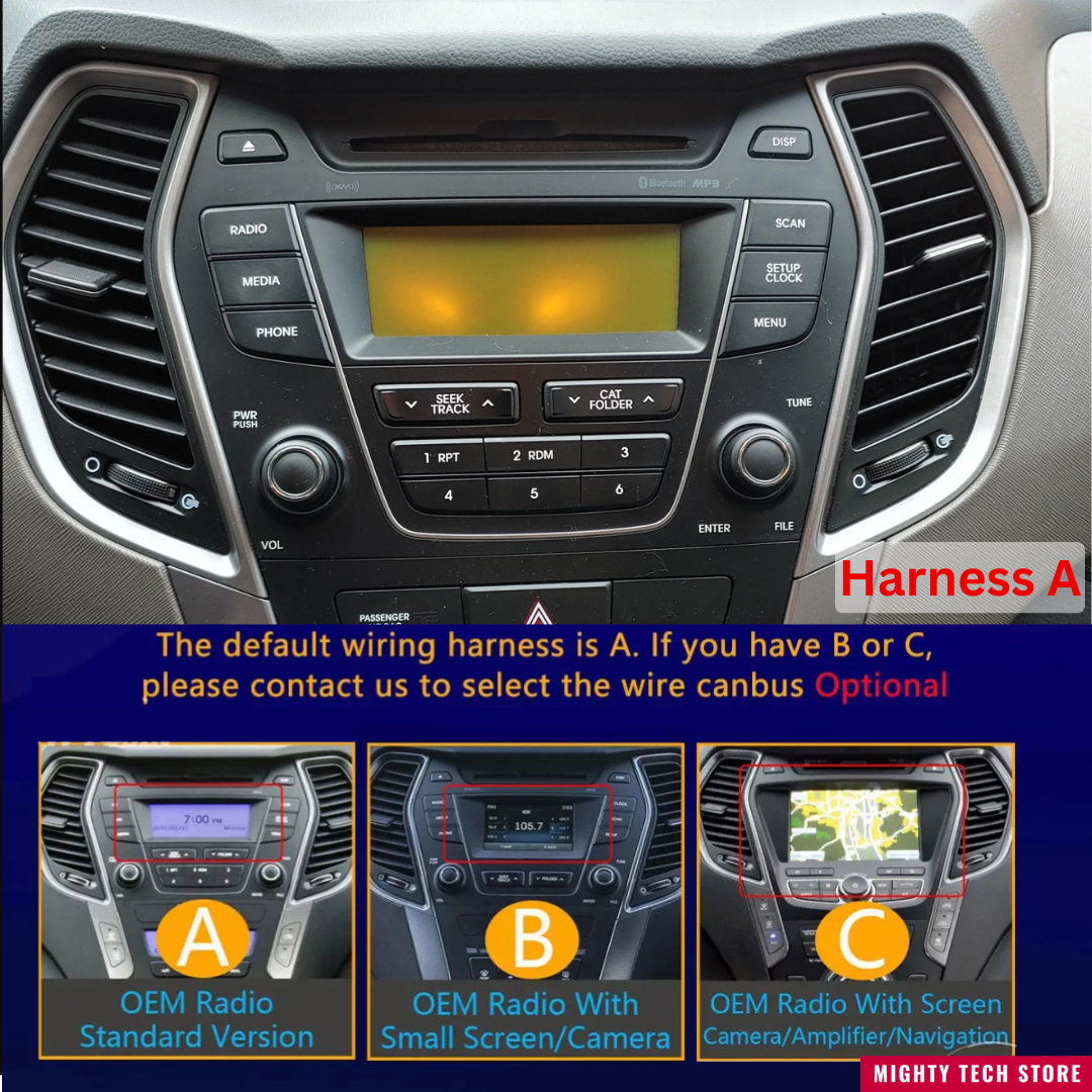 8” Intelligent CarPlay Android 13 OS For Hyundai Santa Fe 2013-2018 Supports 360° Camera