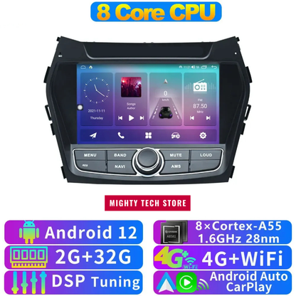 8” Intelligent CarPlay Android 13 OS For Hyundai Santa Fe 2013-2018 Supports 360° Camera