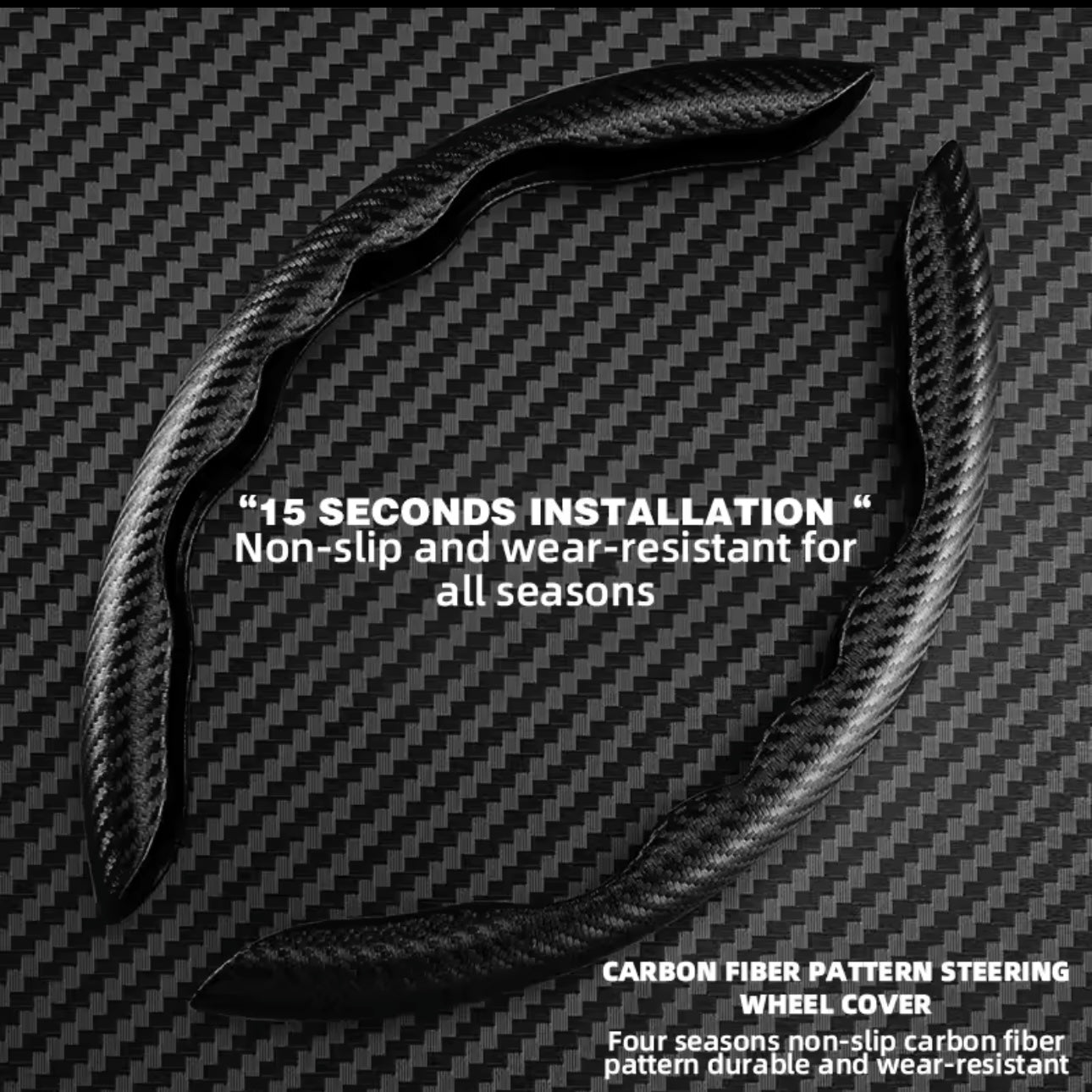 Carbon Fiber Steering Wheel Cover Anti Slip Covers Suitable 37-38cm