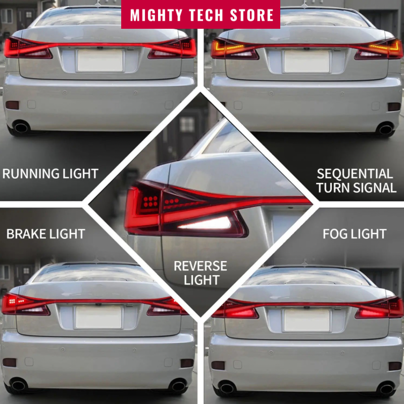 4IS LED Rear Tail Lights for Lexus IS250 IS350 ISF 2006-2012 W/ Start-up Animation Sequential Turn Signal
