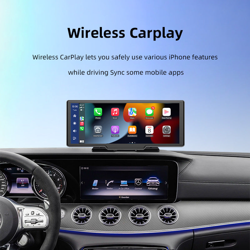 10.26 inches Wireless Carplay Screen & Android Auto, 1080P Camera Options, HD IPS Display, Adjustable, Detachable, Bluetooth, MirrorCast, Car Stereo, Radio, FM Transmitter