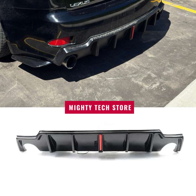 KEEPDSGN Carbon Fiber Style Rear Diffuser – Lexus IS250 IS350 – 6 Fin W/ LED Brake Light