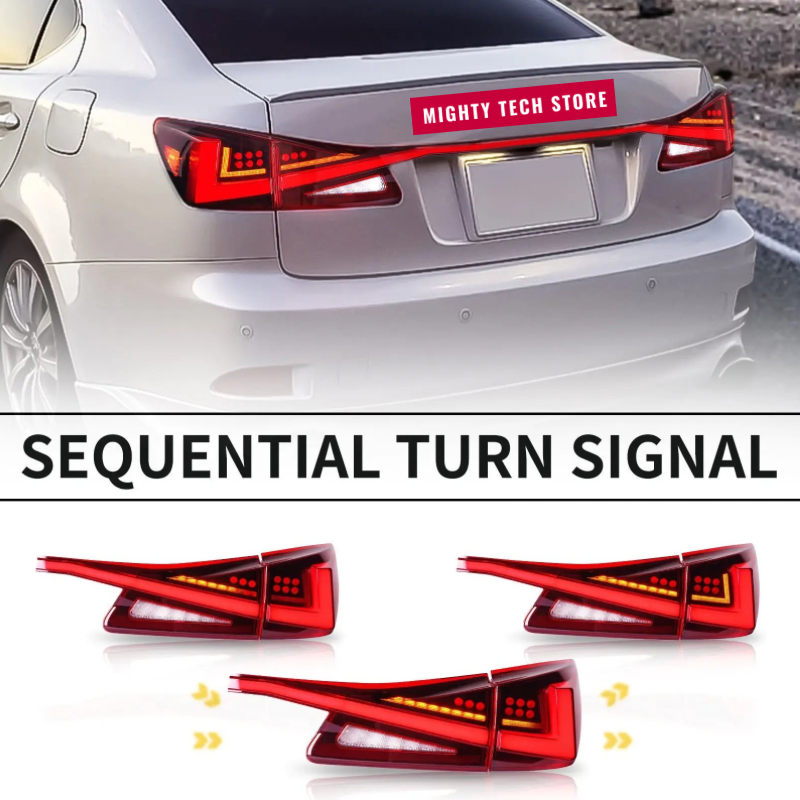4IS LED Rear Tail Lights for Lexus IS250 IS350 ISF 2006-2012 W/ Start-up Animation Sequential Turn Signal