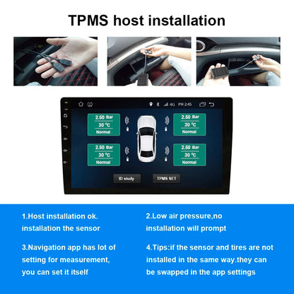 Wireless TPMS Receiver For Android Player Car Tire Pressure Monitoring System Auto Tyre Diagnose Kit Interior External Sensors