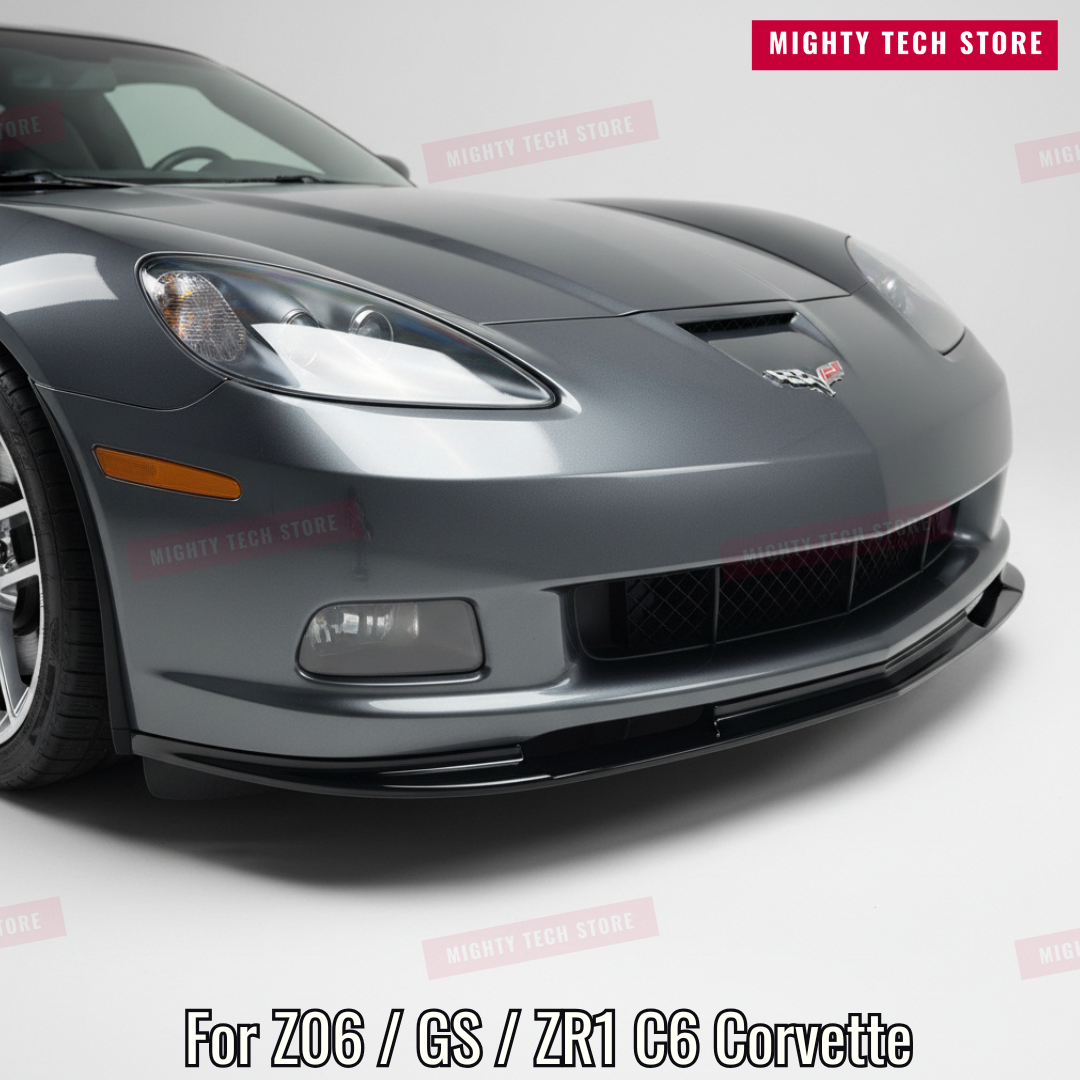 Z06/ZR1 Style Front Splitter Lip for 2006-2013 Chevrolet Corvette C6 – Gloss Black 3-Piece Easy Install Kit | Free Shipping