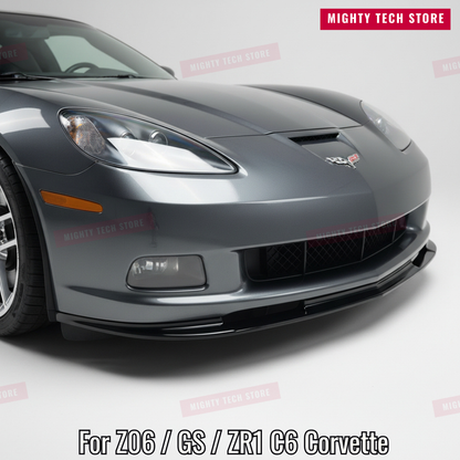 Z06/ZR1 Style Front Splitter Lip for 2006-2013 Chevrolet Corvette C6 – Gloss Black 3-Piece Easy Install Kit | Free Shipping