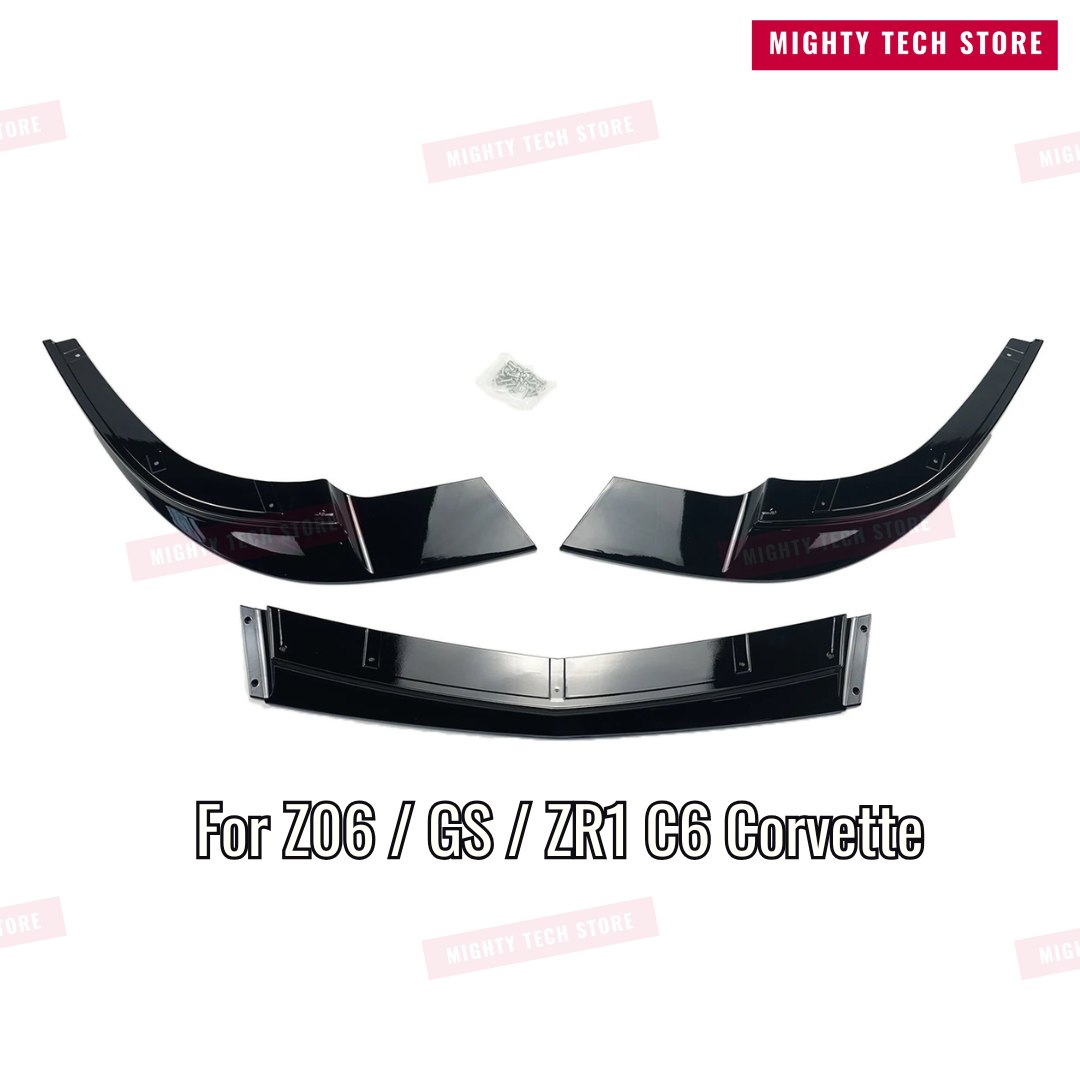 Z06/ZR1 Style Front Splitter Lip for 2006-2013 Chevrolet Corvette C6 – Gloss Black 3-Piece Easy Install Kit | Free Shipping