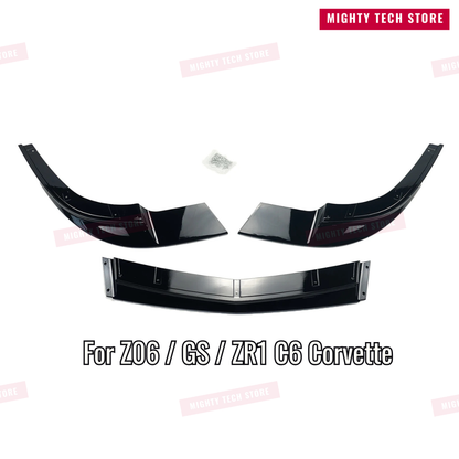 Z06/ZR1 Style Front Splitter Lip for 2006-2013 Chevrolet Corvette C6 – Gloss Black 3-Piece Easy Install Kit | Free Shipping
