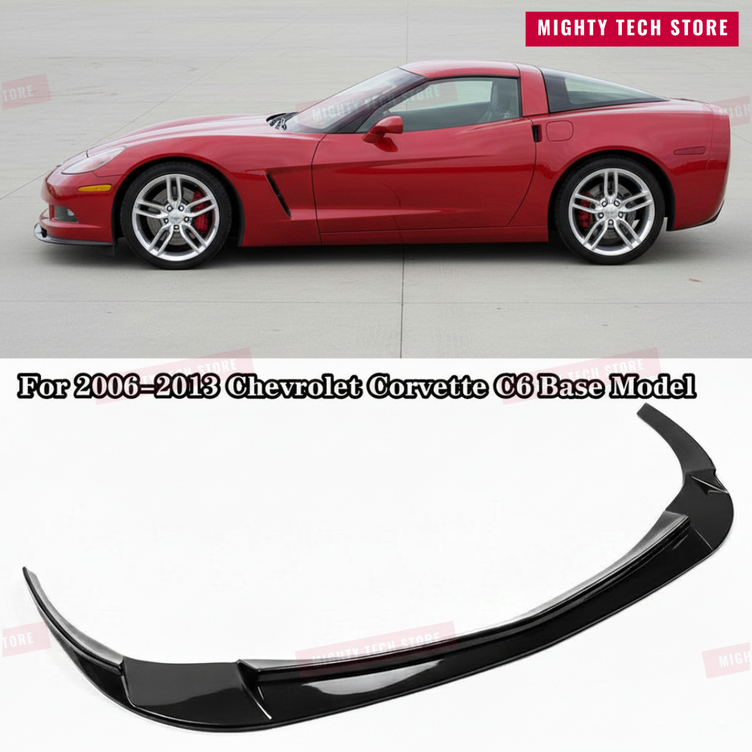 Z06/ZR1 Style Front Splitter Lip for 2006-2013 Chevrolet Corvette C6 – Gloss Black 3-Piece Easy Install Kit | Free Shipping