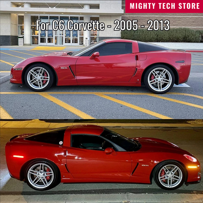 C6 LED Front Rear Bumper Side Marker Turn Signal Lights Amber Red For 2005-2013 Chevrolet Corvette
