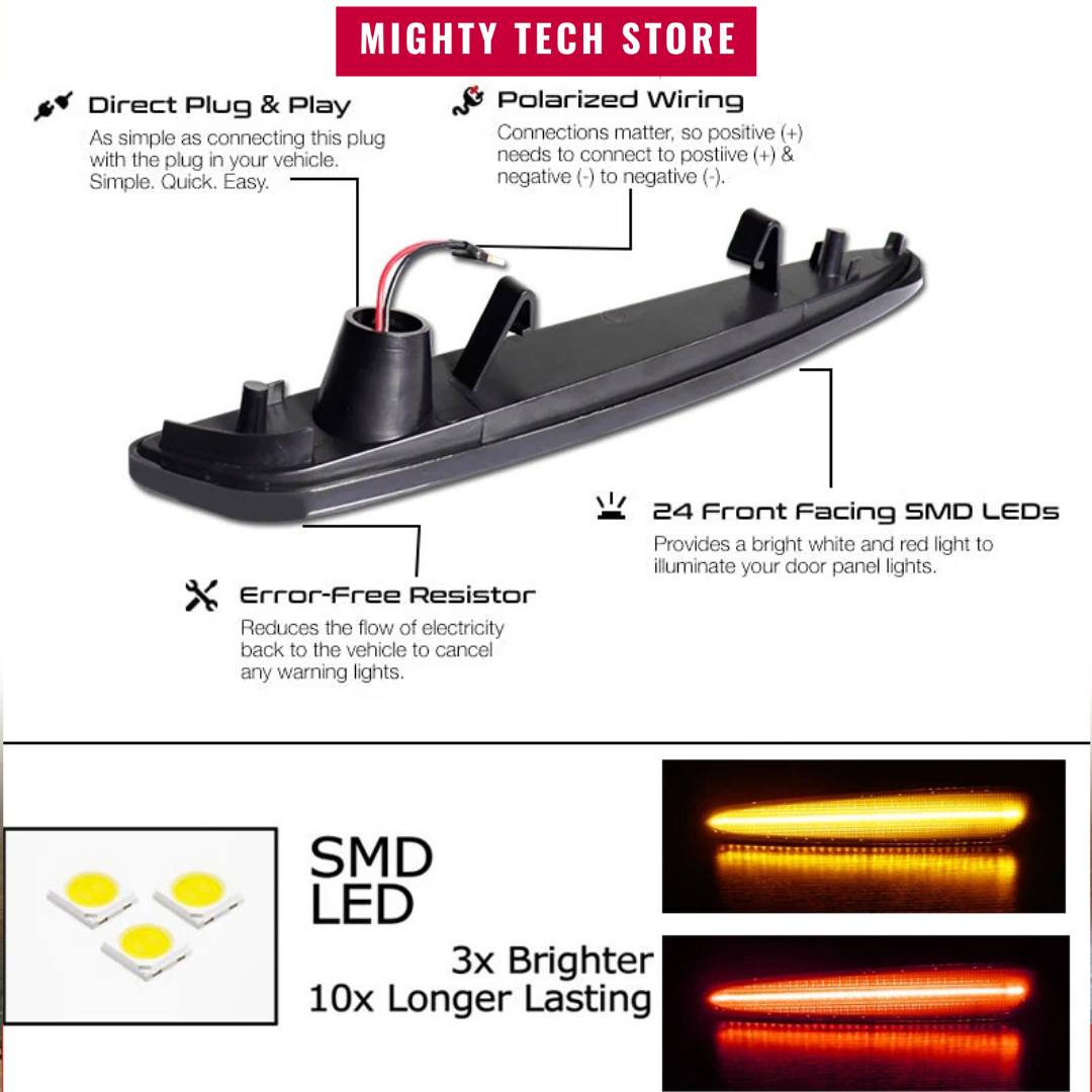 C6 LED Front Rear Bumper Side Marker Turn Signal Lights Amber Red For 2005-2013 Chevrolet Corvette