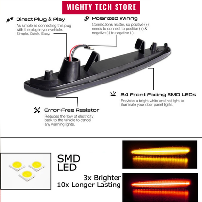 C6 LED Front Rear Bumper Side Marker Turn Signal Lights Amber Red For 2005-2013 Chevrolet Corvette