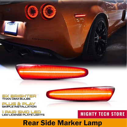 C6 LED Front Rear Bumper Side Marker Turn Signal Lights Amber Red For 2005-2013 Chevrolet Corvette
