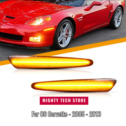 C6 LED Front Rear Bumper Side Marker Turn Signal Lights Amber Red For 2005-2013 Chevrolet Corvette