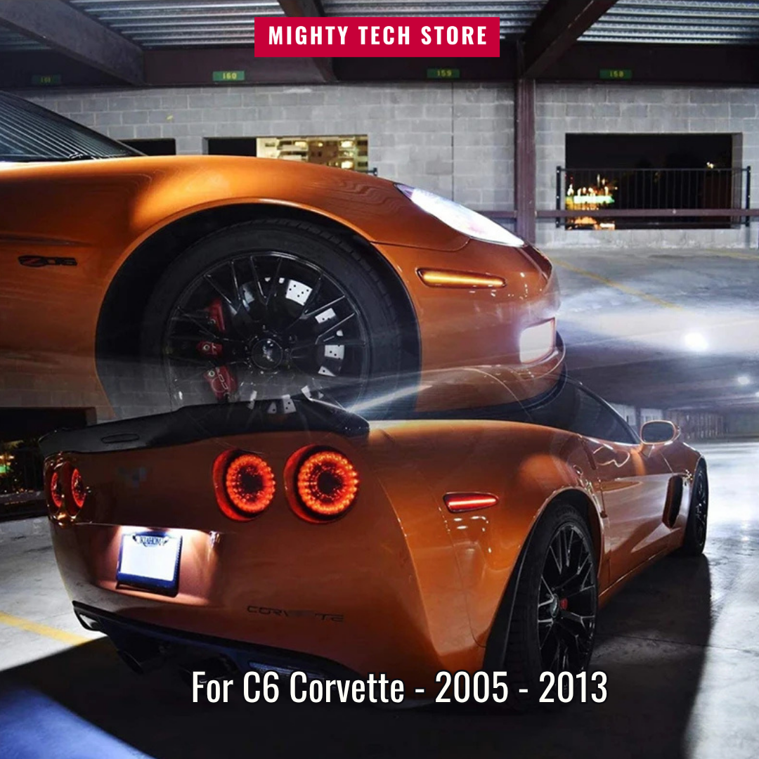C6 LED Front Rear Bumper Side Marker Turn Signal Lights Amber Red For 2005-2013 Chevrolet Corvette