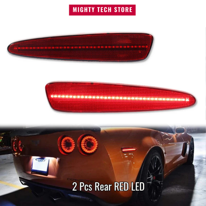 C6 LED Front Rear Bumper Side Marker Turn Signal Lights Amber Red For 2005-2013 Chevrolet Corvette