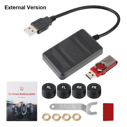 Wireless TPMS Receiver For Android Player Car Tire Pressure Monitoring System Auto Tyre Diagnose Kit Interior External Sensors