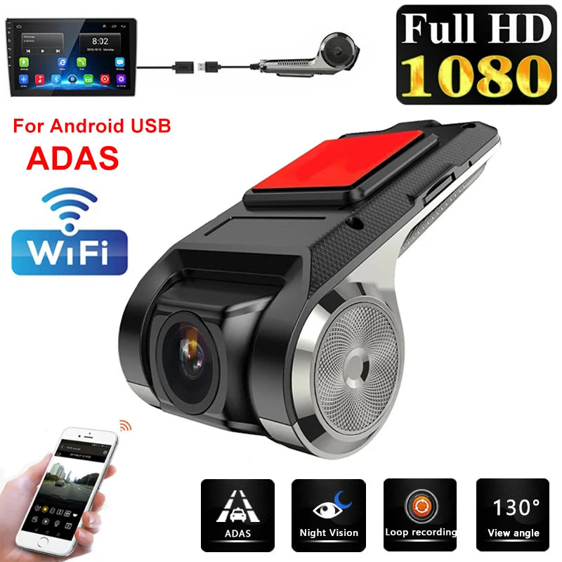 Car DVR Dash Cam Full HD 1080P Dash Cam For Aftermarket Android Auto Player ADAS LDWS Navigation Unit Auto Audio Voice Alarm Video Recording