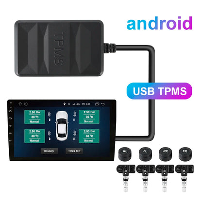 Wireless TPMS Receiver For Android Player Car Tire Pressure Monitoring System Auto Tyre Diagnose Kit Interior External Sensors