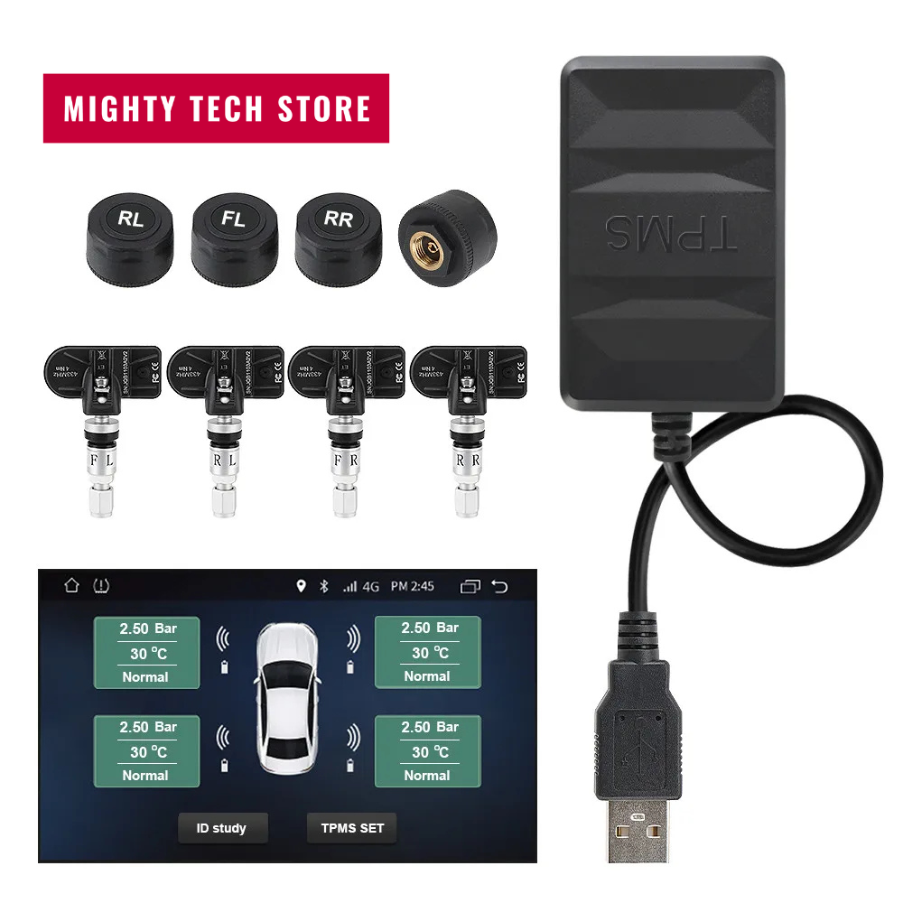 Tech Tpms Wireless TPMS Receiver For Android Player Car Tire Pressure Monitoring ...
